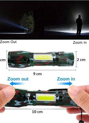 Тактичний ліхтарик zoom-micro usb 5 режимів7 фото