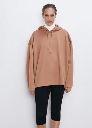 Стильне худі оверсайз zara р. l об'ємне бежеве,  світшот