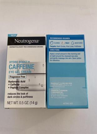 Крем для очей neutrogena hydro boost +caffeine eye gel cream