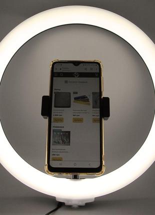 Лампа селфи led светодиодная кольцо 30 см с держателем для телефона и креплением под штатив1 фото