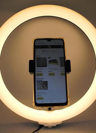 Лампа селфи led светодиодная кольцо 30 см с держателем для телефона и креплением под штатив3 фото