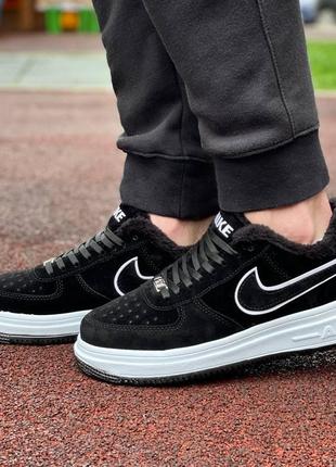 Зимние nike black-white с шерстью