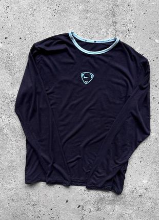 Nike vintage men's dark blue long sleeve shirt center logo винтажный лонгслив, кофта