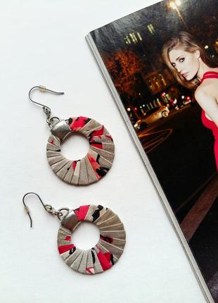 Круглі червоно-сірі сережки #розвантажуюсь