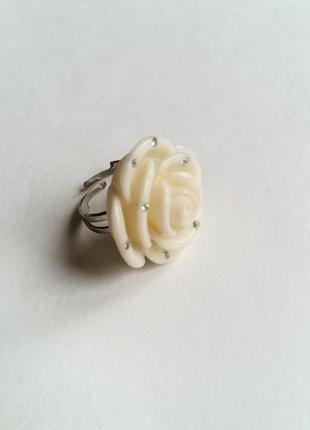 Біле кільце трояндочка з камінням accessorize #розвантажуюсь2 фото