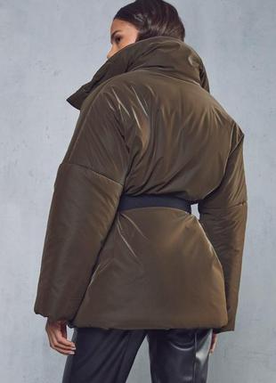 Теплая куртка с поясом от misspap. размер 16(l)3 фото