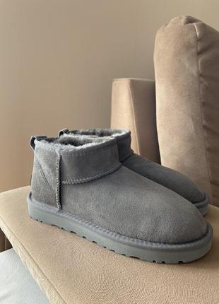 Уги з натуральної замші, ugg mini grey2 фото