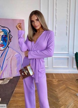 Костюм кардиган палаццо брюки  рубчик женский