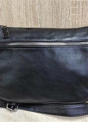 Жіноча сумка шкіряна чорна 15*23*8 наплічна (туреччина)