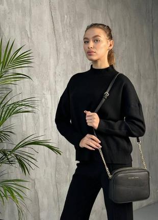 Женская сумка michael kors jet set medium logo crossbody bag black3 фото