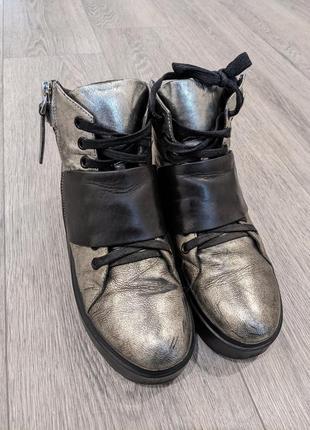 Серебряные кожаные женские ботинки, vitto rossi, 375 фото