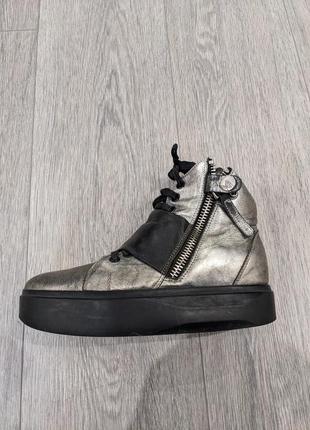 Серебряные кожаные женские ботинки, vitto rossi, 372 фото