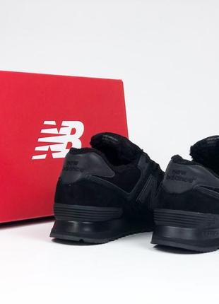 Зимові жіночі кросівки new balance 574 black winter fur з хутром4 фото