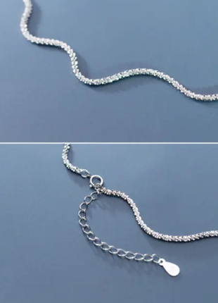 Чокер серебряный или черный из плетения гипсофила, короткая цепочка, серебро 925 пробы, длина 31+5 с7 фото