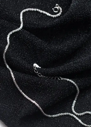 Чокер серебряный или черный из плетения гипсофила, короткая цепочка, серебро 925 пробы, длина 31+5 с8 фото