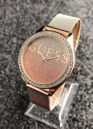 Жіночий наручний годинник із камінчиками люкс якість на металевому ремінці