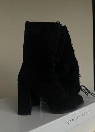 Идеальные стильные замшевые ботфорты черного цвета🖤