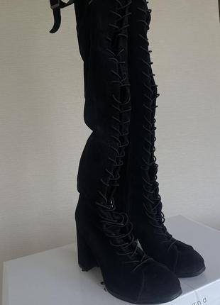 Идеальные стильные замшевые ботфорты черного цвета🖤