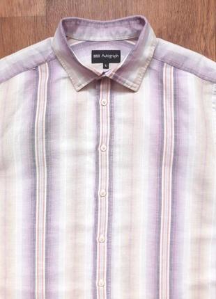 Тенниска белая сиреневая льняная marks & spencer autograph regular лен синяя l xl