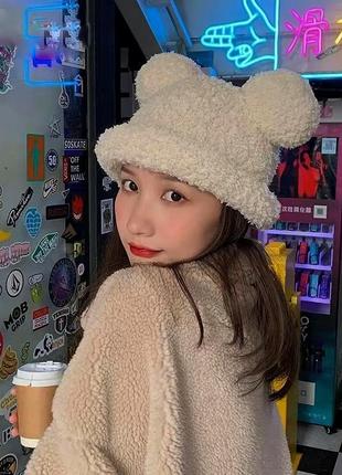 Шапка мікі маус з вушками та закотом (мінні маус, мишеня, ведмедик, тідді) чорний, wuke one size9 фото