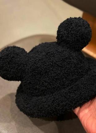 Шапка мікі маус з вушками та закотом (мінні маус, мишеня, ведмедик, тідді) чорний, wuke one size5 фото