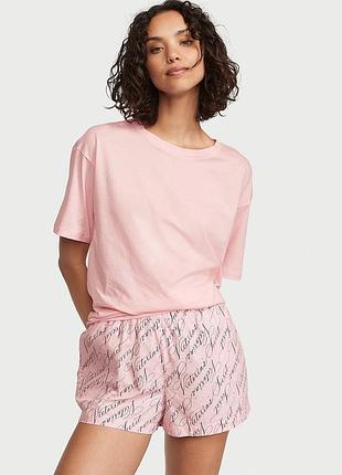 Летняя хлопковая розовая пижама victoria’s secret s оригинал