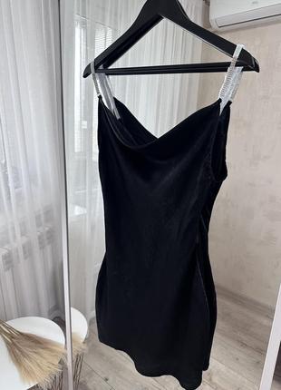 Slip-dress со стразами на бретелях misspap 🖤5 фото