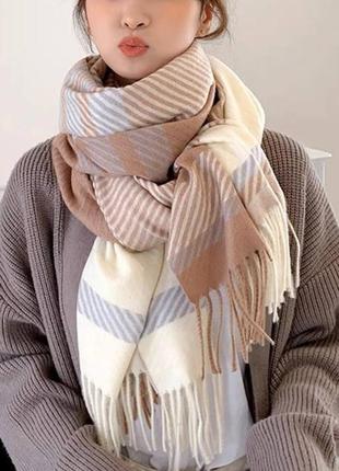 Теплый мягкий широкий шарф5 фото