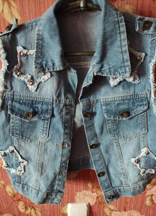 Женская джинсовая жилетка olko1 фото