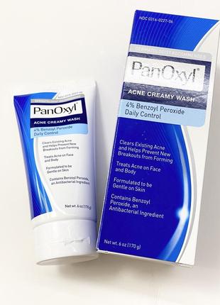 Крем для очищення шкіри panoxyl acne creamy wash для лікування акне, 170 ml