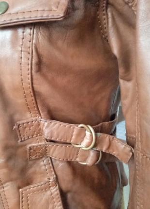 Жіноча шкіряна куртка коричневого рудого кольору онлі only6 фото