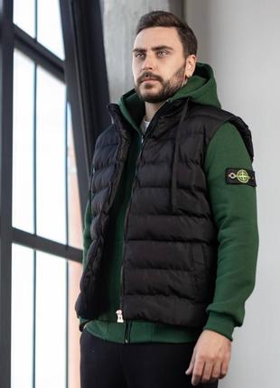 Мужской спортивный костюм теплый и жилет stone island набор