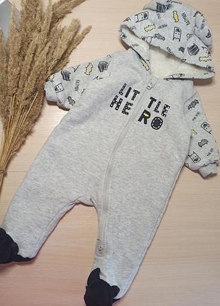 Теплий трикотажний комбінезон на хутрі