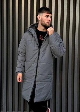 Зимний пуховик удлиненный, куртка, пальто с двойным изменением и капюшоном s m l xl4 фото