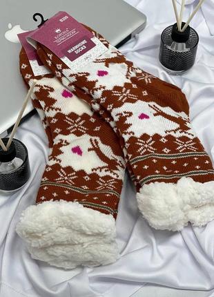 Жіночі підліткові теплі носки валяночки на хутрі зима з гальмами 18 кольорів2 фото