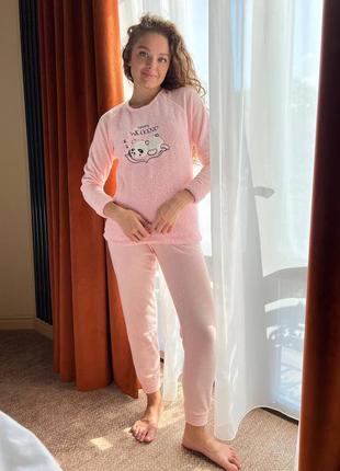 Пижама флис кофта и штаны, мягкая пижама из флиса и махры, теплая пижамка флис с махрой2 фото