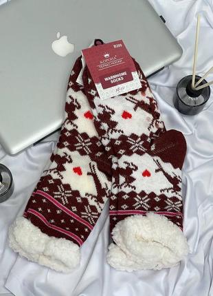 Женские подростковые теплые носки валянки на меху зима с тормозами 18 цветов2 фото