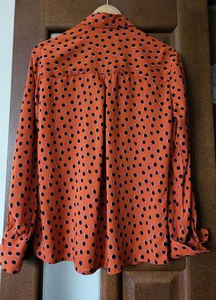 Блуза в горошек оранжевая hema вискоза s2 фото