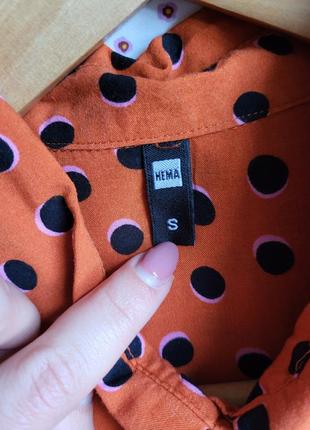 Блуза в горошек оранжевая hema вискоза s6 фото