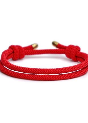 Красный толстый плетенный браслет2 фото