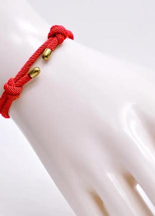 Красный толстый плетенный браслет4 фото