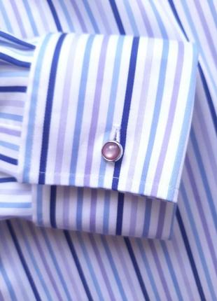 Рубашка белая голубая marks &amp; spencer под запонки regular fit размер 16" l, xl pure cotton3 фото