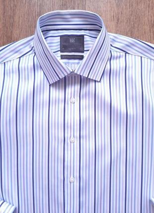 Рубашка белая голубая marks &amp; spencer под запонки regular fit размер 16" l, xl pure cotton