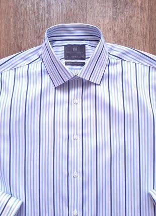 Рубашка белая голубая marks &amp; spencer под запонки regular fit размер 16" l, xl pure cotton2 фото