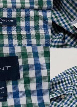 Gant oxford gingham regular shirt мужская рубашка10 фото