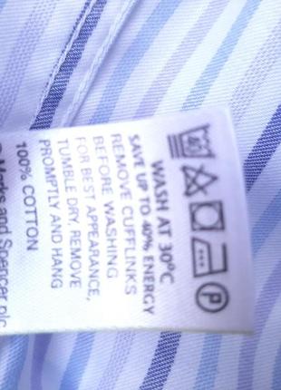 Рубашка белая голубая marks &amp; spencer под запонки regular fit размер 16" l, xl pure cotton10 фото