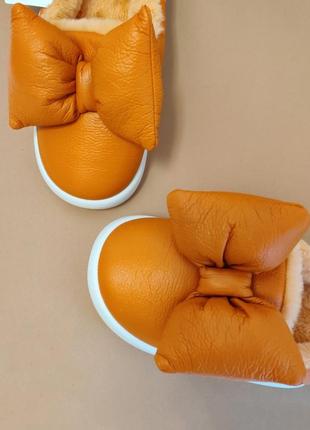 Дуті жіночі тапочки тапки утеплені зимові помаранчеві 36-38 женские домашние тапочки дутики зима3 фото