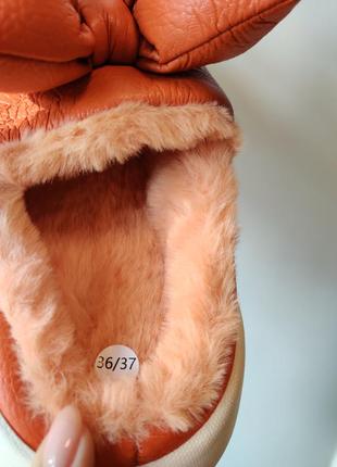 Дуті жіночі тапочки тапки утеплені зимові помаранчеві 36-38 женские домашние тапочки дутики зима5 фото