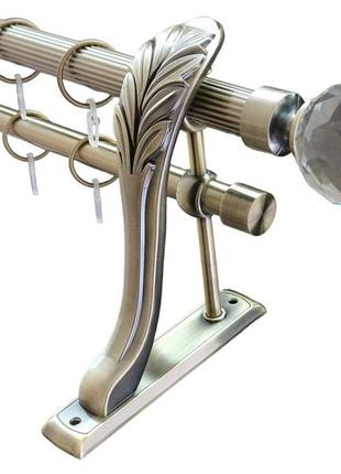 Карниз для штор orvit арабеска металевий дворядний ретро гладка труба кільце металеве антик 25\19 мм 160 см