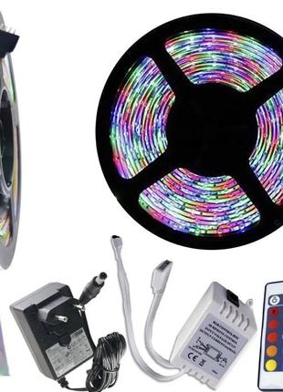 Світлодіодна стрічка багатобарвна 3528 rgb 5 м з пультом.3 фото
